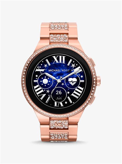 michael kors camille watch rose gold and bracelet set|camille pave rose gold watch.